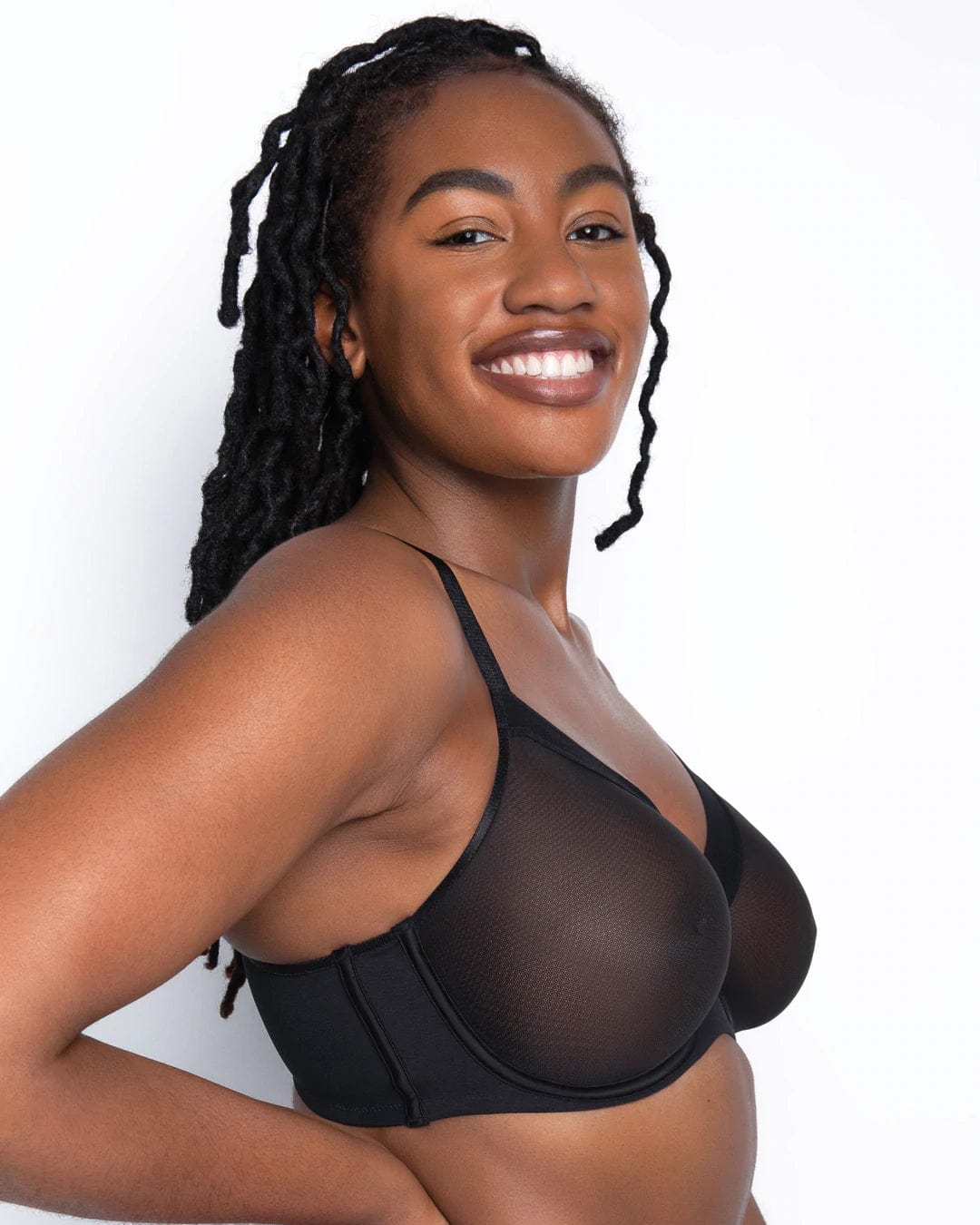 Sheer Mesh Unlined Underwire Bra - Black - Chérie Amour