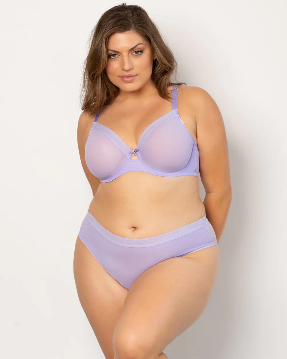 Sheer Mesh Unlined Underwire Bra - Lavender Mist - Chérie Amour