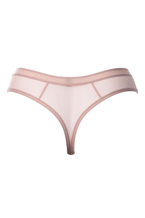 Curvy Couture thongs Sheer Mesh High Cut Thong - Bark