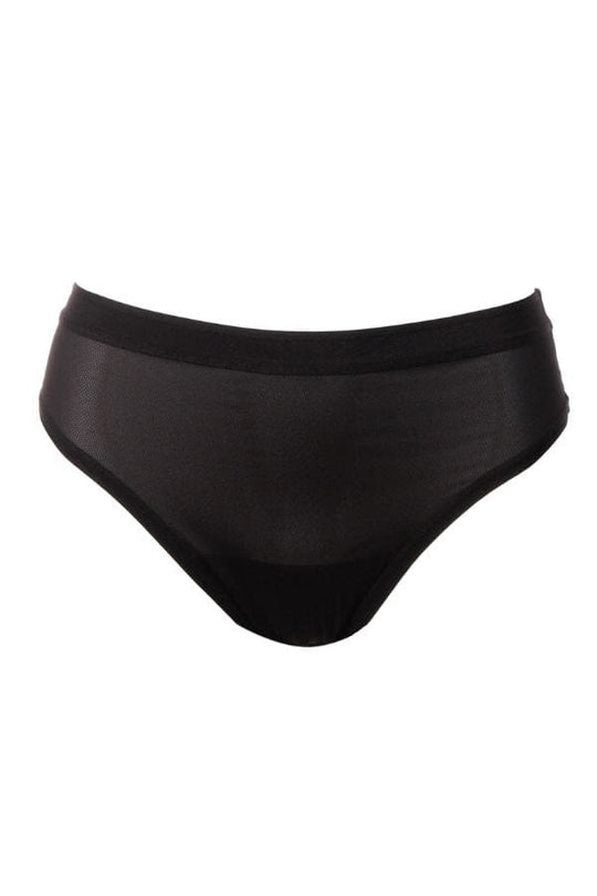 Sheer Mesh High Cut Thong - Black