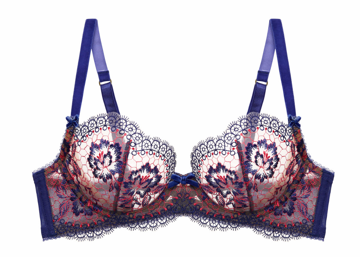 Dita Von Teese Bras Evelina Underwire Bra - Cobalt &amp; Coral