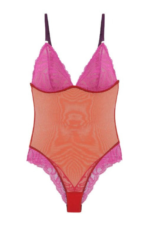 Dora Larsen Bodysuit Alba Lace Soft Cup Bodysuit- Pink