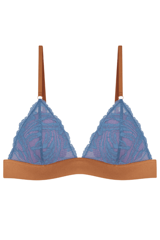 Dorothee Lace Padded Triangle Bralette- Blue