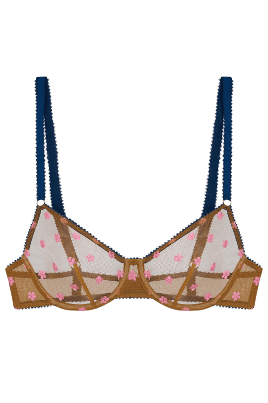 Collette Embroidery Underwire Bra - Rusty Gold