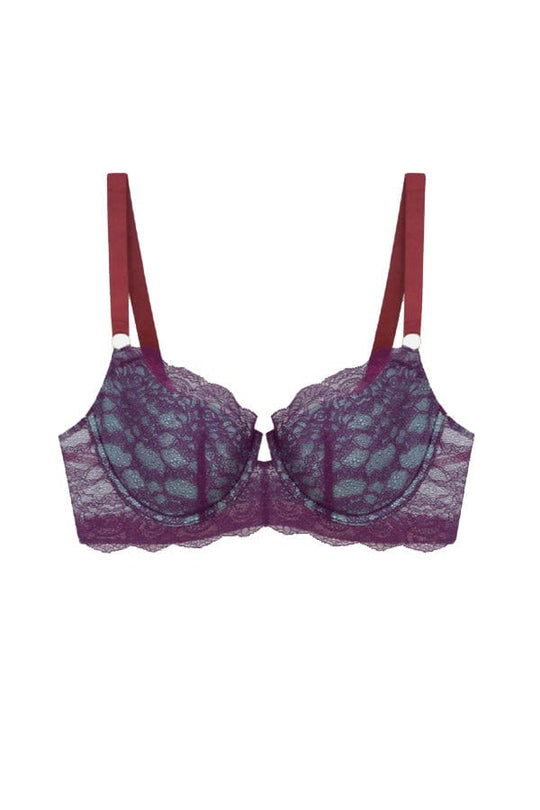 Enid Lace Balconette Bra- Deep Purple