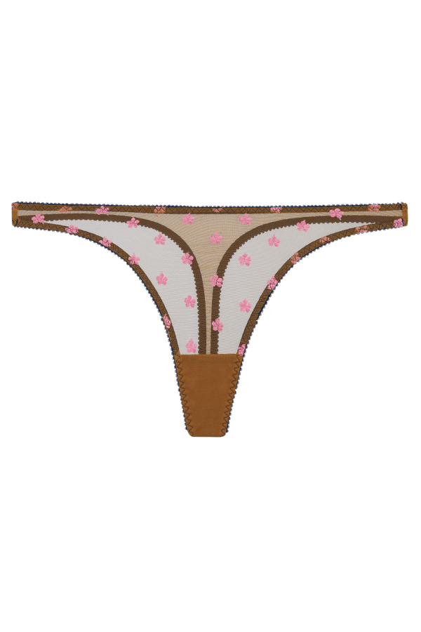 Dora Larsen Underwear Collette Embroidery Thong - Rusty Gold