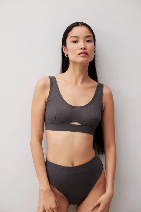 Else Bralette Base Layer Soft Cut Out Bralette- Onyx