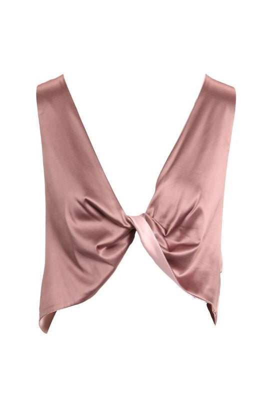 Knot Satin Top- Taupe
