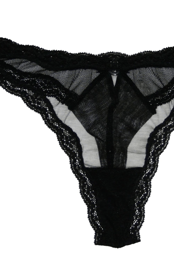 Fleur du Mal Thong Sheer Tulle Thong- Black