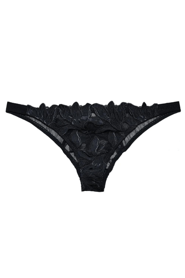Fleur du Mal Underwear Lily Embroidery Cheeky- Black