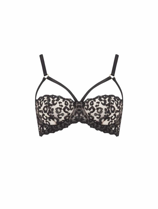 Kittie Strap Balcony Bra - Black