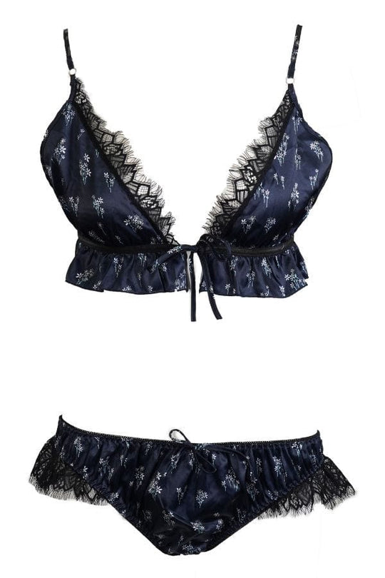 Midnight Garden Bra Set - Navy