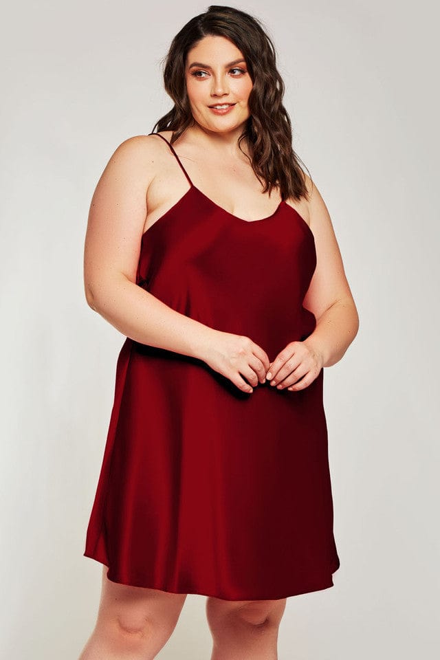 iCollection Chemise Burgundy / 1X Plus Size Marina Chemise- Burgundy