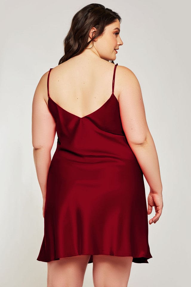 iCollection Chemise Plus Size Marina Chemise- Burgundy