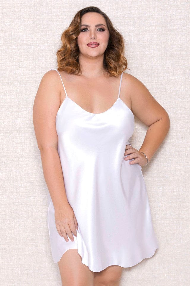 iCollection Chemise White / 1X Plus Size Marina Chemise- White