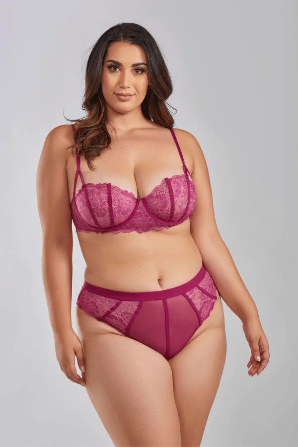 iCollection Lingere Plus Size Quinn Set- Wine