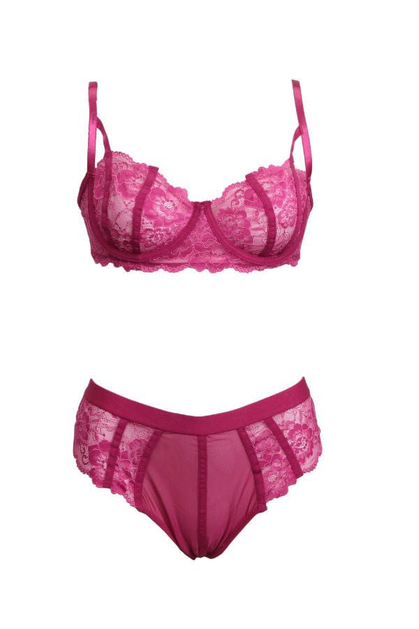 iCollection Lingere Plus Size Quinn Set- Wine
