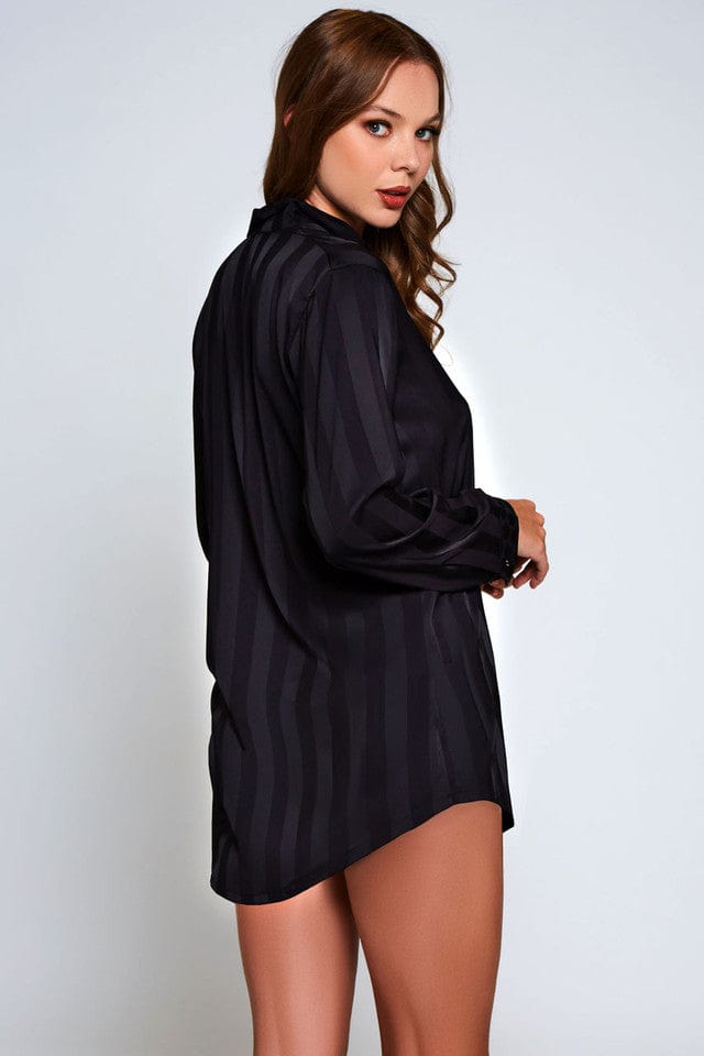 iCollection Loungewear Black / S Delphine Nightshirt- Black