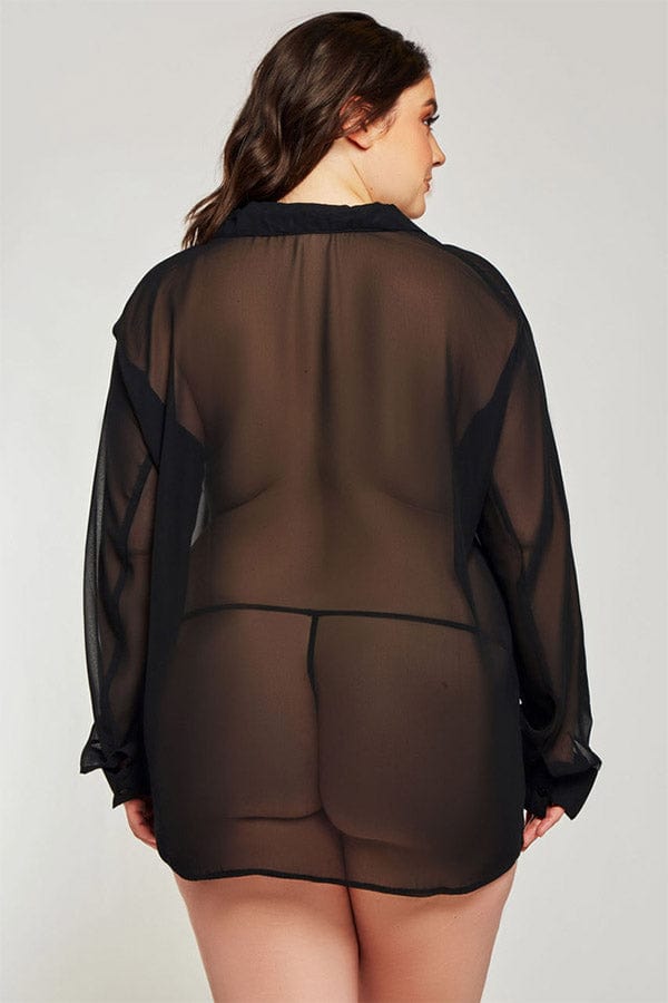 iCollection Loungewear Plus Size London Shirt- Black