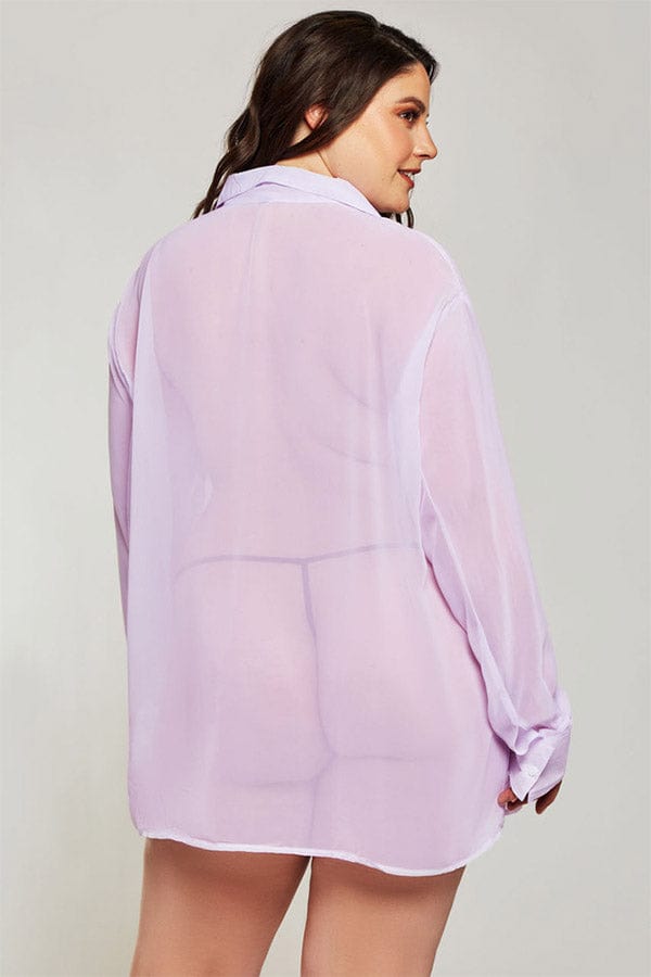 iCollection Loungewear Plus Size London Shirt- Lavender