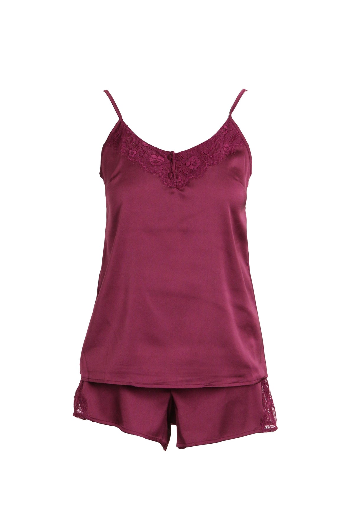 iCollection Pajama Set Constance Cami Set- Wine