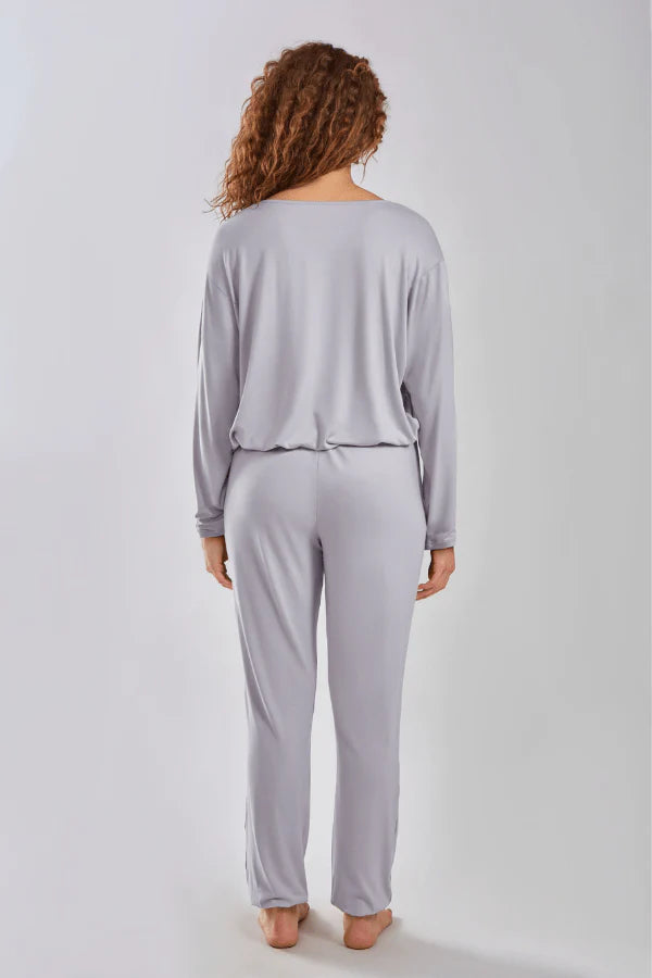 iCollection Pajama Set Elise PJ Set- Light Gray
