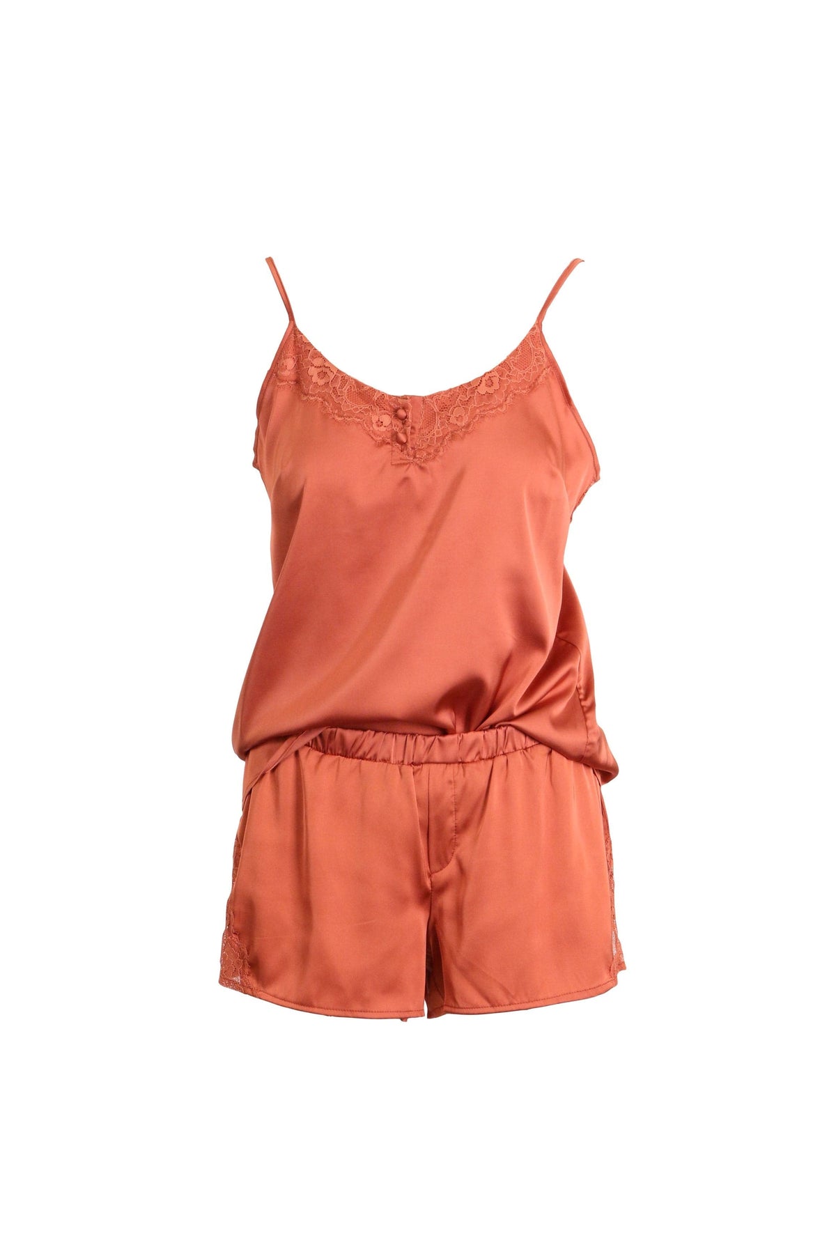 iCollection Pajama Set Plus Size Constance Cami Set- Copper