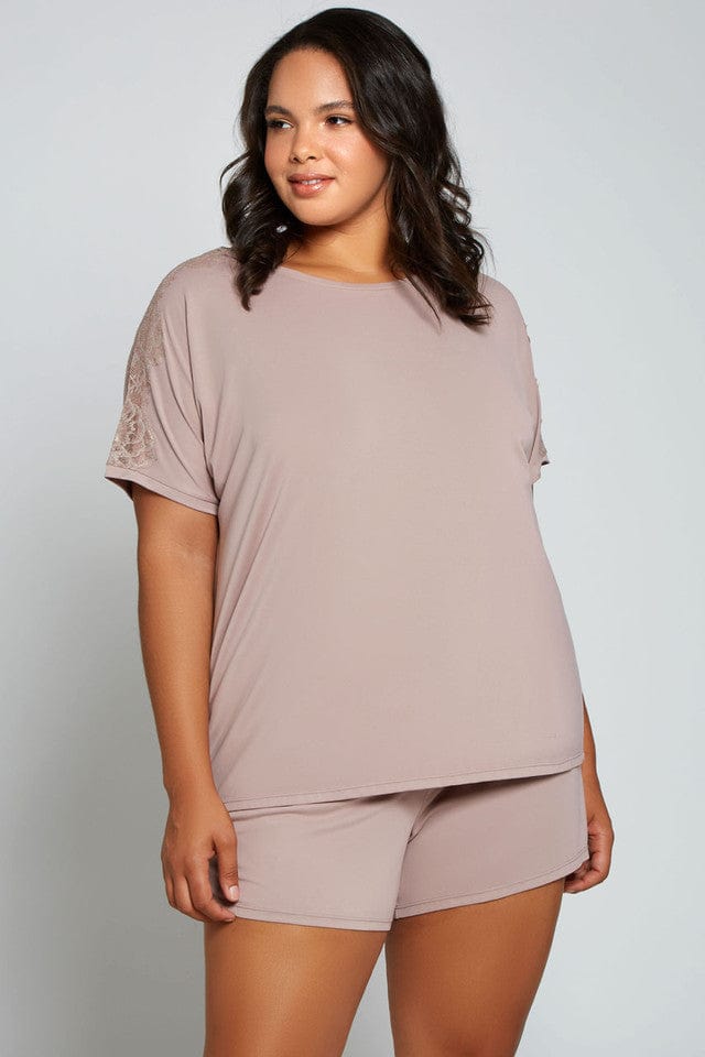 iCollection Pajama Set Plus Size Estelle Pajamas- Blush