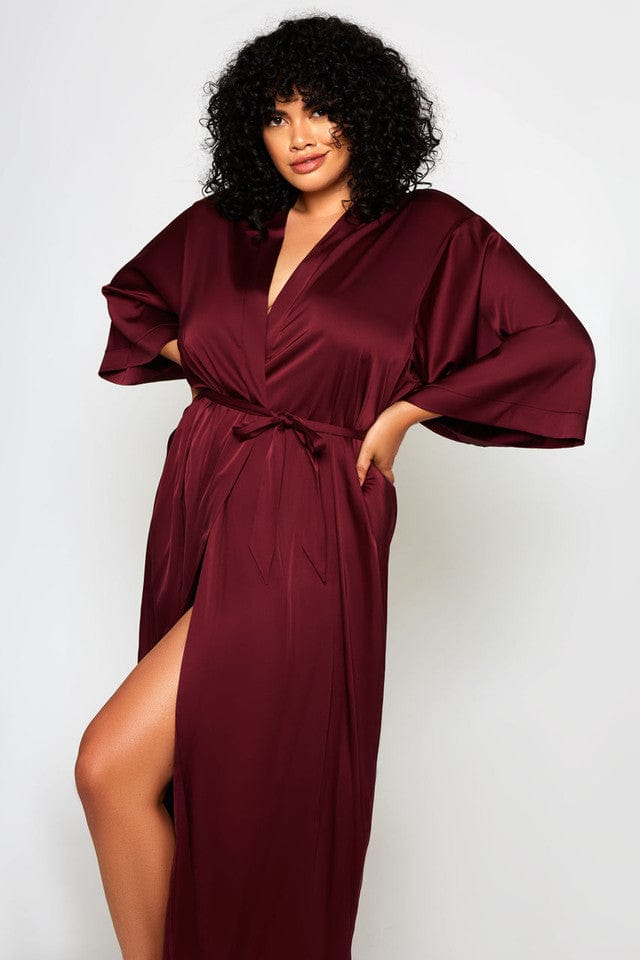 iCollection Robe Plus Size Tania Robe- Burgundy