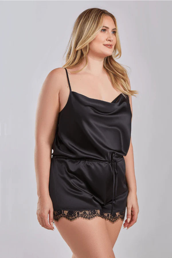 iCollection Romper Black / 1X Plus Size Abigail Romper- Black