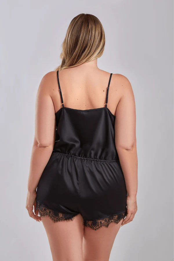 iCollection Romper Plus Size Abigail Romper- Black