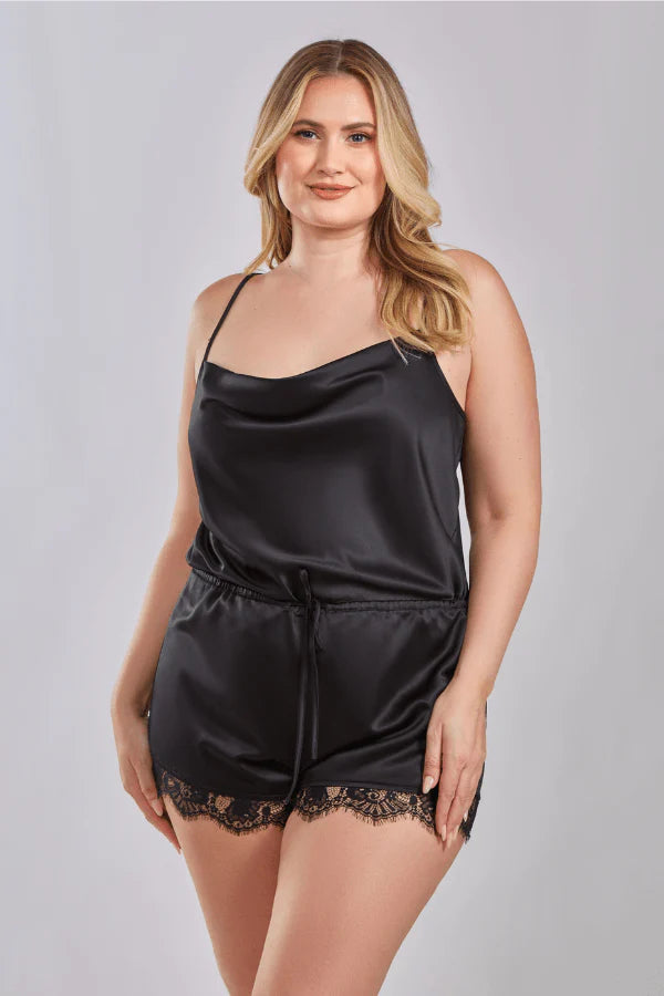 iCollection Romper Plus Size Abigail Romper- Black