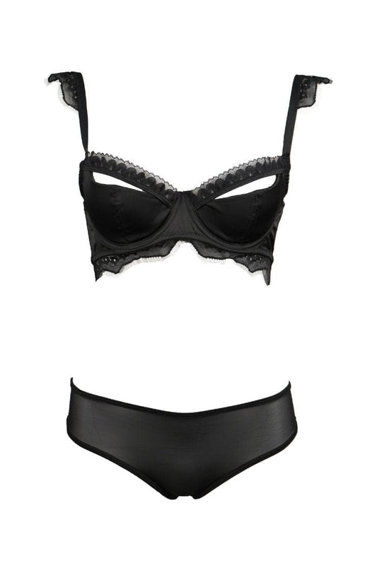 Peek A Beau Bra Set- Black