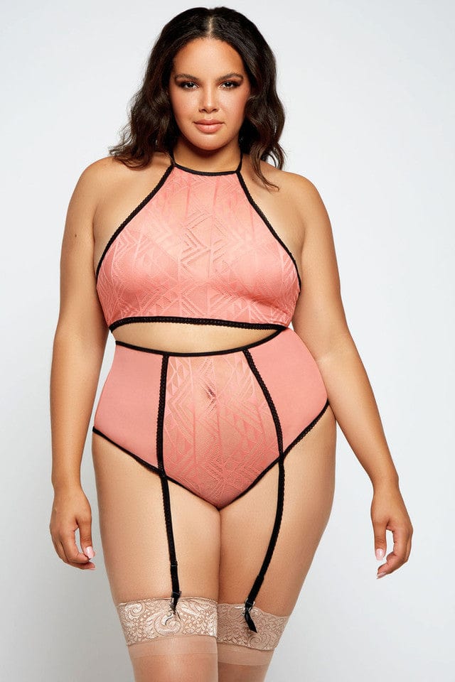 iCollection Set Plus Size Euphemia Bra Set- Peach