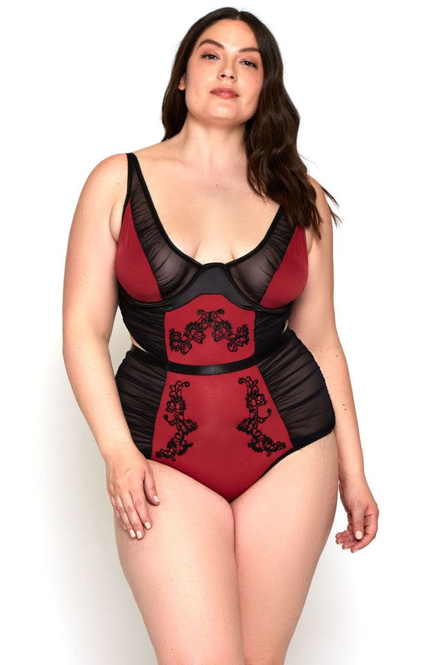 Plus Size Notte Teddy- Burgundy - Chérie Amour