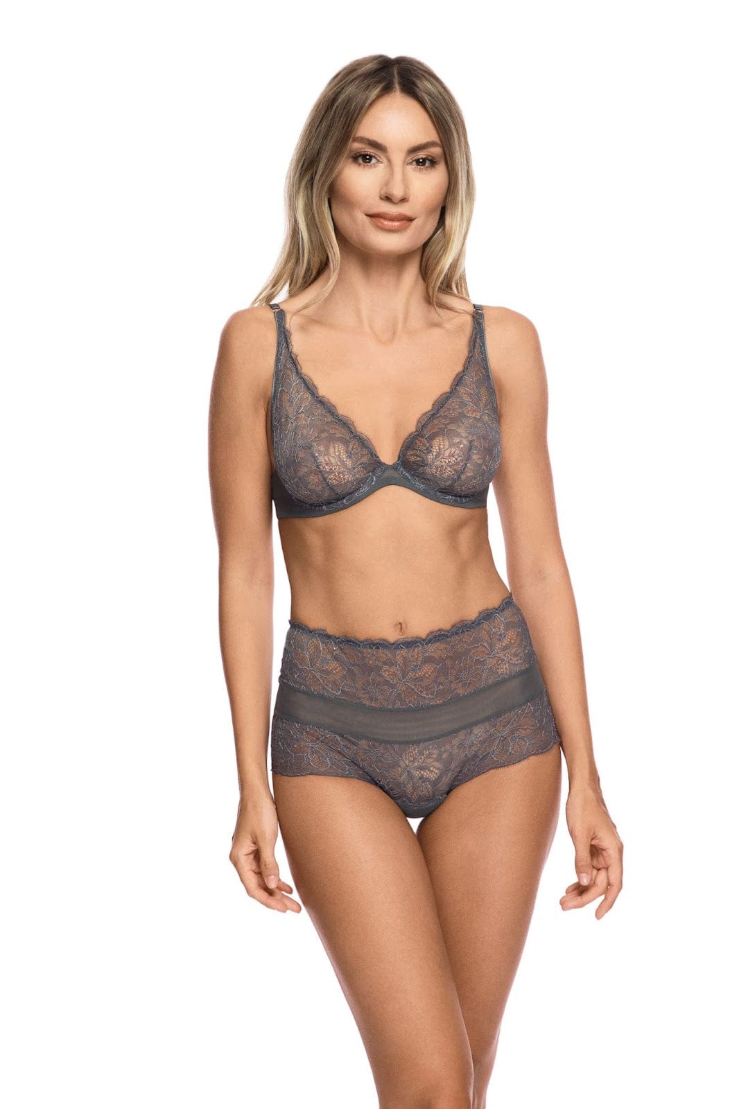 ID Sarrieri Plunge Smoke / 32 B Charlotte Underwire Soft Triangle Bra