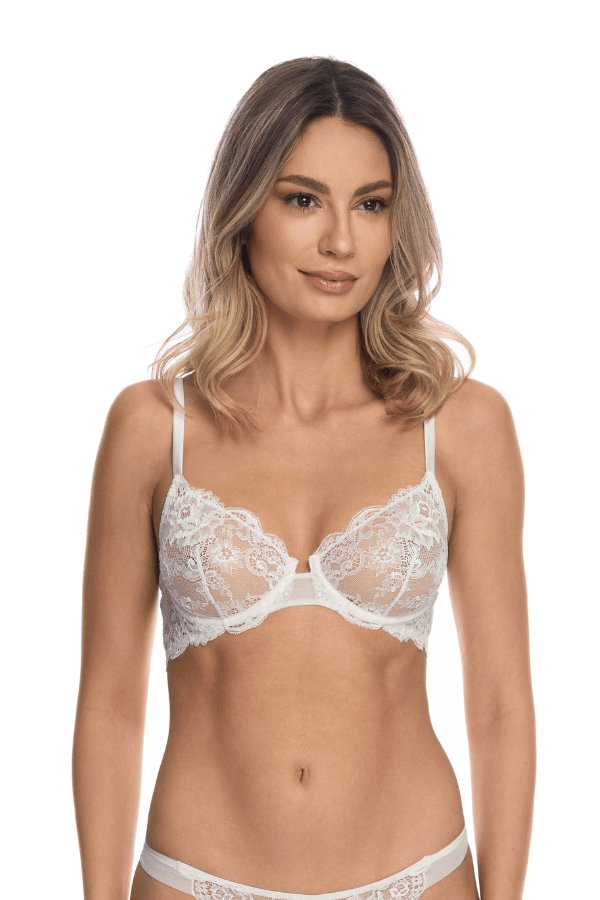 Brides Push-up Bra White Lace and Blue Flower -  Hong Kong