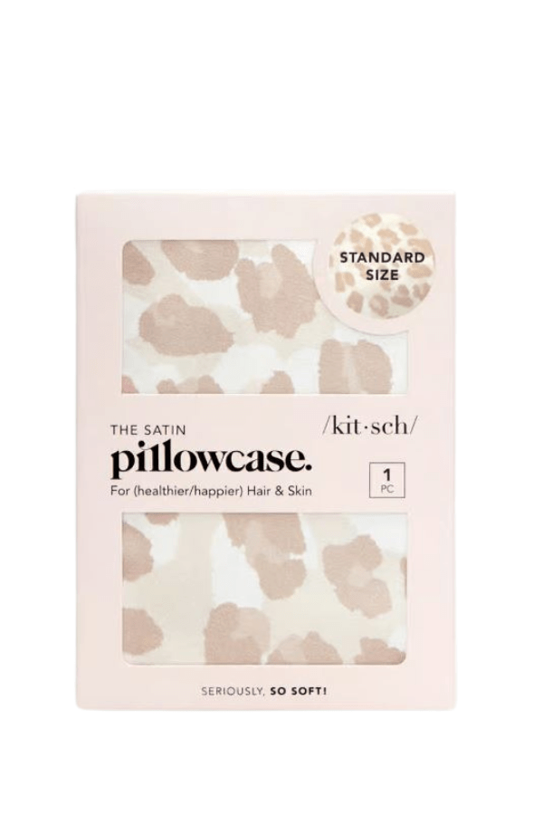 Kitsch Self Care Standard / Ivory Satin Pillowcase - Leopard