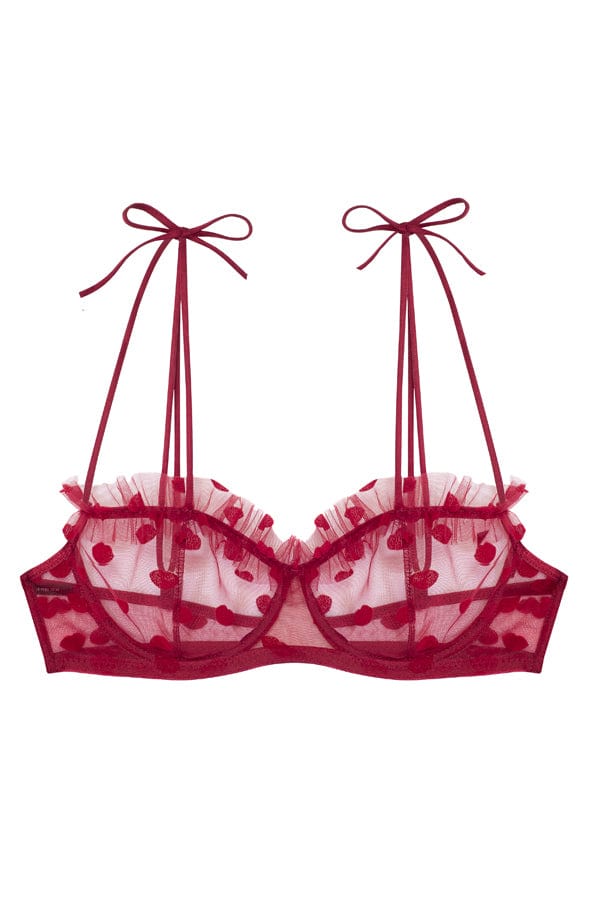 Le Petit Trou Bralette Bouche Underwire Bra with Frills - Red