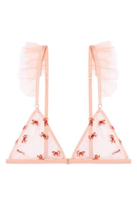 Crabe Triangle Bra with Frills - Peach