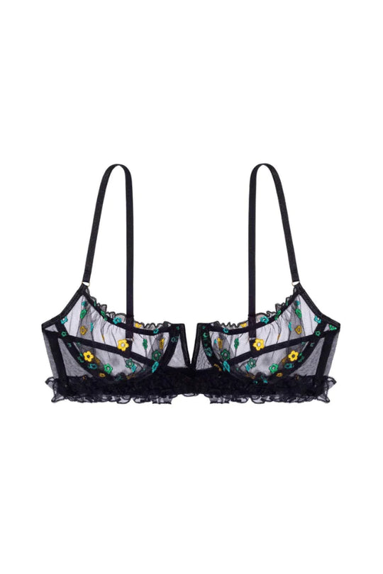 Jardin Ruffled Underwire Bra- Black