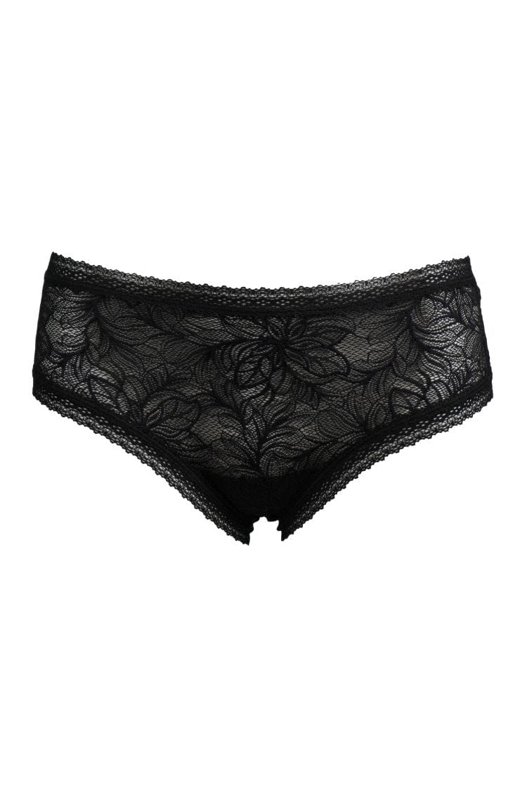 Floral Lace Cheeky Panty- Black