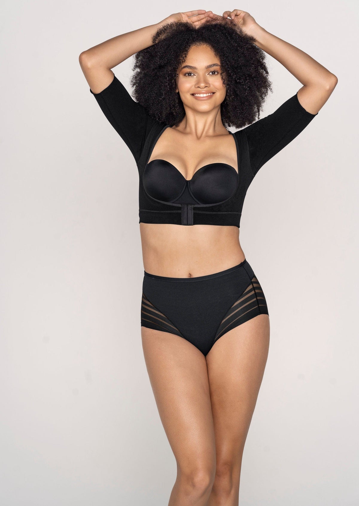 Leonisa Shapewear Black / M Lace Stripe Undetectable Classic Shaper Panty - Black