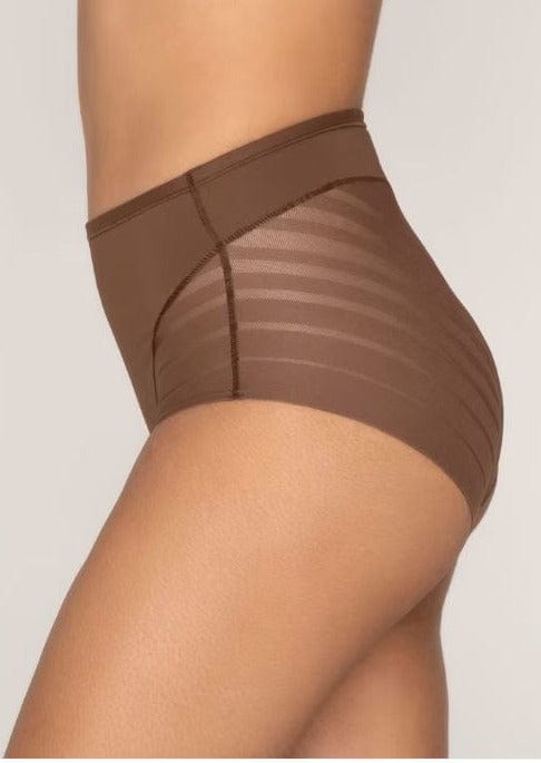 Leonisa Shapewear Dark Brown / S Lace Stripe Undetectable Classic Shaper Panty - Dark Brown