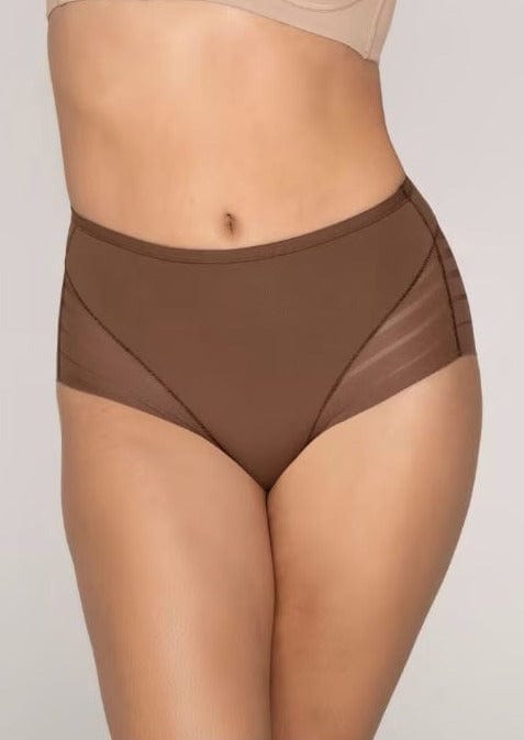 Leonisa Shapewear Lace Stripe Undetectable Classic Shaper Panty - Dark Brown
