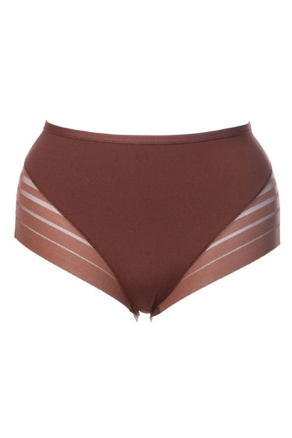 Leonisa Shapewear Lace Stripe Undetectable Classic Shaper Panty - Dark Brown