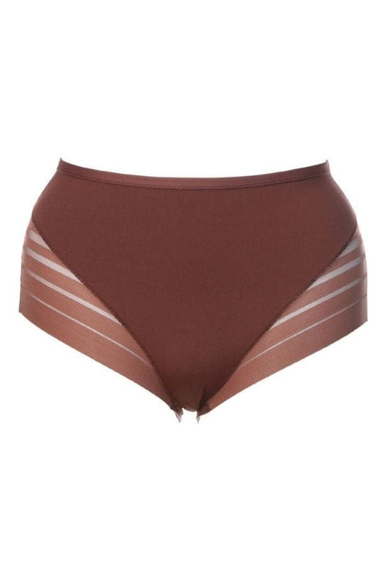 Lace Stripe Undetectable Classic Shaper Panty - Dark Brown