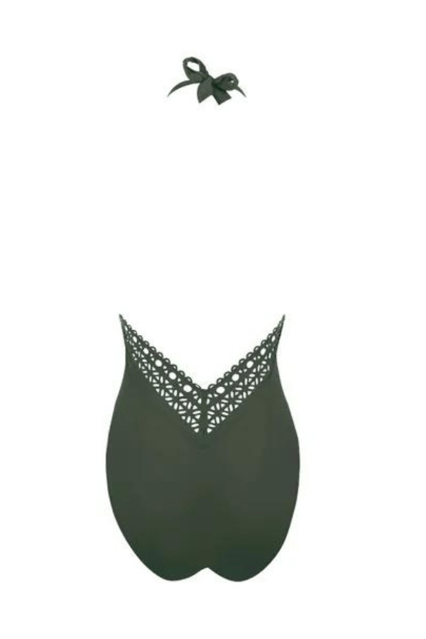 Lise Charmel Swimwear Ajourage Couture Plunging Neckline Swimsuit - Olive