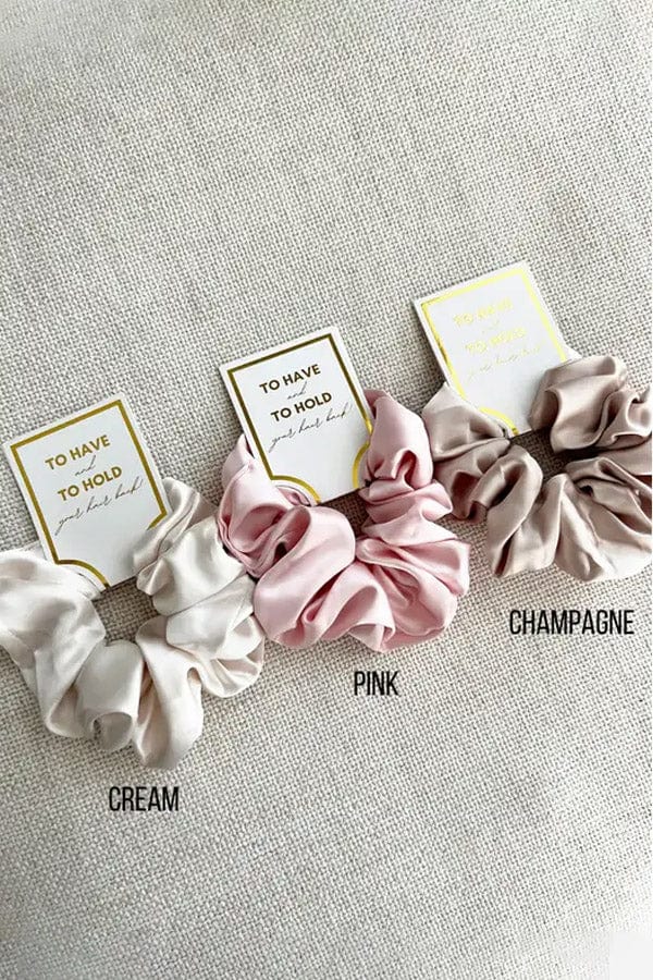 LoveLina Hair Accessories Champagne Silk Satin Soft Scrunchies- Champagne