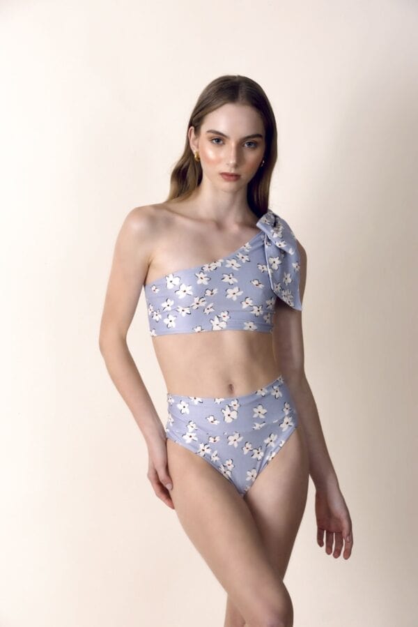 Mio Coral Swimwear Victoria Retro High Waist Bikini Bottom Vanilla